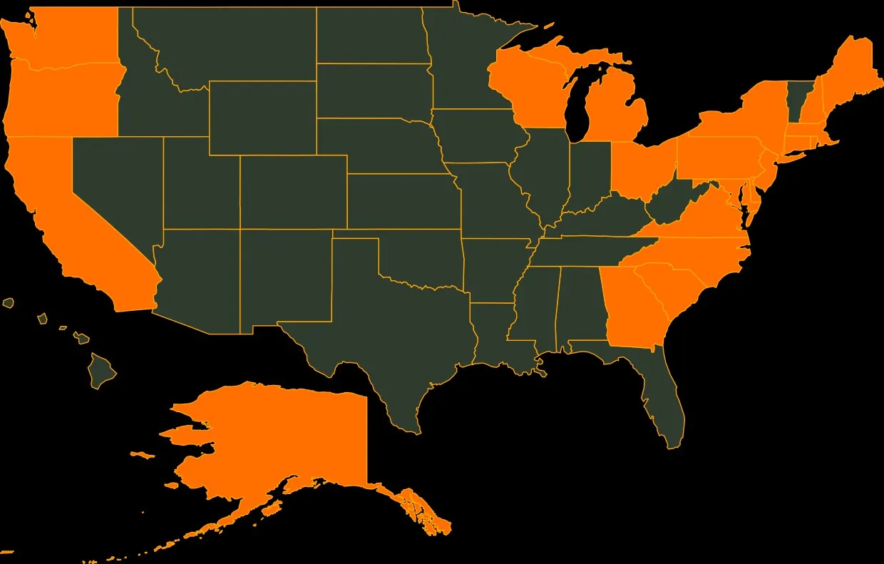 White winged scoter state map