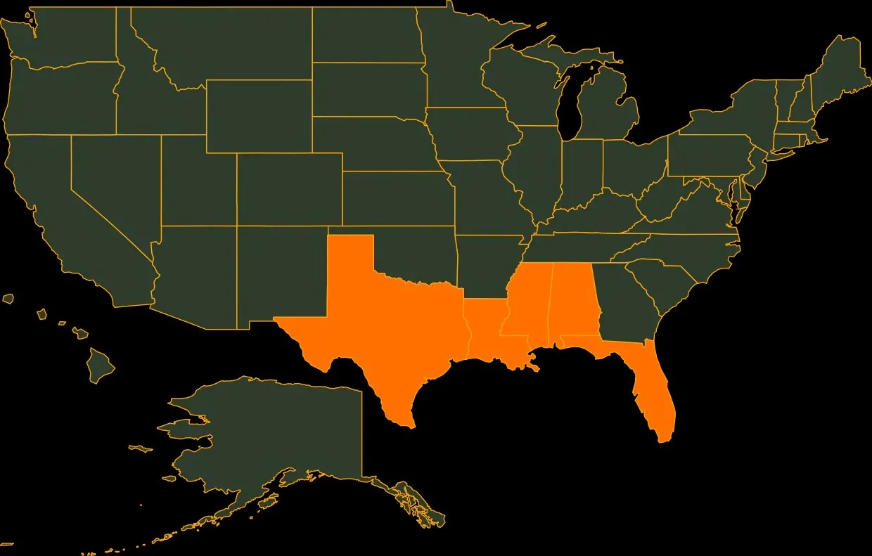 Mottled duck state map